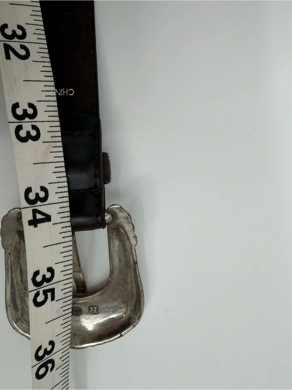 Ritz Accessory Black Leather Skinny Belt M Ornate Silver Gold Western Buckle